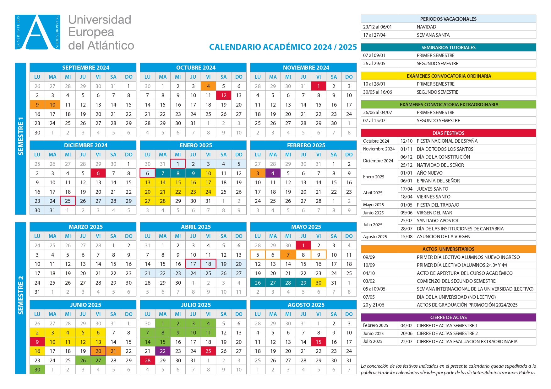 Calendario 2024/2025